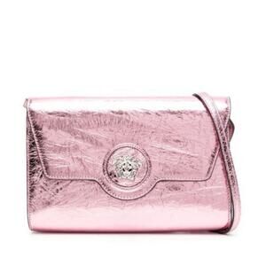 Versace Medusa Pink Metallic Leather Small Shoulder Crossbody Bag NWT